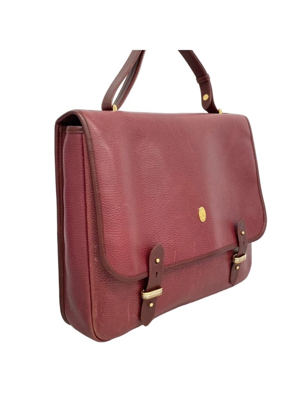 Cartier Business Bag Must Leather Bordeaux Gold Silver - Picture 2 of 9